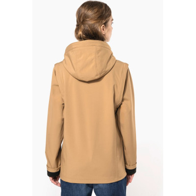 Unisex 3-layer softshell hooded jacket with removable sleeves